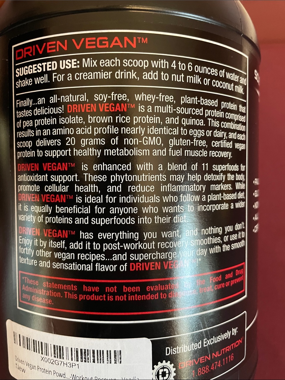 Driven Vegan Vanilla Protein Powder - Black - Picture 3 of 5